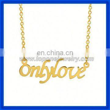 Latest unique jewelry only love alphabet letter gold custom my name necklace