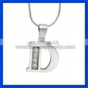 Hot new product for 2014 letter stainless steel fancy wholesale alphabet pendant D