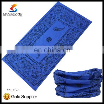 NINGBO LINGSHANG polyester blue 24*50cm multifunctional seamless tube headwear skull bandana