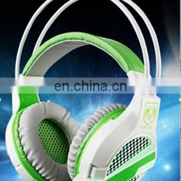 Green color LED light laptop headphones computer double jack headphones