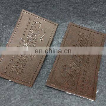 Custom Fashion Collection Shiny PU Metal Logo Tags Fake Designer Jeans Labels Leather Patches For Luggage Handbag Clothing Pants photo-6