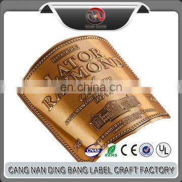 OEM Top Grade Custom Made Brushed Type Private Self Adhesive 3D Aluminum Bottle Label For Wine