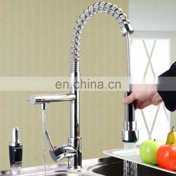 Mixed Brass LED Light Pulling Out Faucet Water Tap For Kitchen photo-3