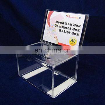 A4 A5 Size Customized acrylic donation boxes with locks