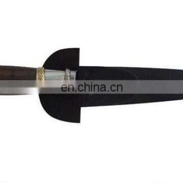 KNIFE IN WOODEN DETAILS AND NICKEL SILVER, SHEATH LEATHER. 14CM SCHMIEDEN