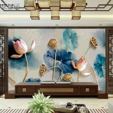 3D TV background wall large murals living room sofa background wall non-woven wallpaper 8D sofa wall cloth