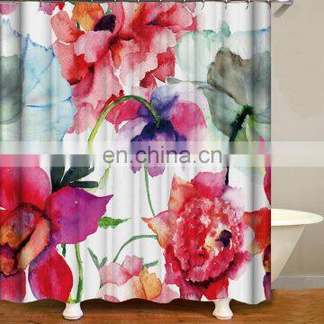 I@home Ready Made Modern Digital Printing 3d Burlap Flower Colorful Shower Curtain Waterproof photo-4