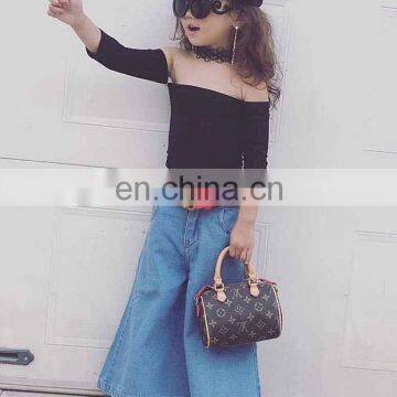 A0285# 2020 New Girls Off Shoulder T-Shirt Cotton Summer Fashion Girls Top photo-4