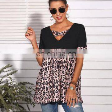 2020 New Spring and Summer Leopard Print Short-sleeved Dress European and American Women's T-shirt Explosion Direct Sales photo-3