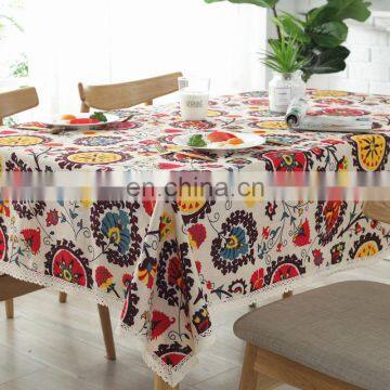 Rectangle Table Cover Medallion&Native American Pattern Tablecloth Cotton Linen Table Cloth