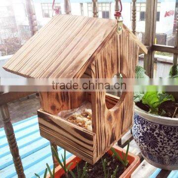 Vintage style solid wood bird house, wooden bird feeder