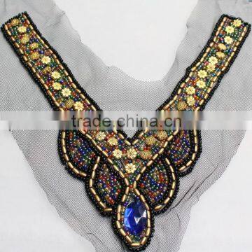0518L Hot Sale Fashion Handmade Rhinestone Collar Applique, V Shape Rhinestone Applique Collar,beaded Rhinestone Collar Applique photo-6