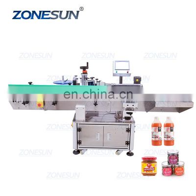 ZONESUN ZS-TB821 Vial Glass Jar Can Sticker Wine Water Bottle Automatic Round Bottle Labeling Machine For Round Bottles