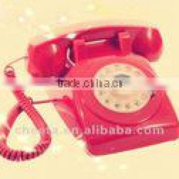 cute vintage landline telephone set with clock and display