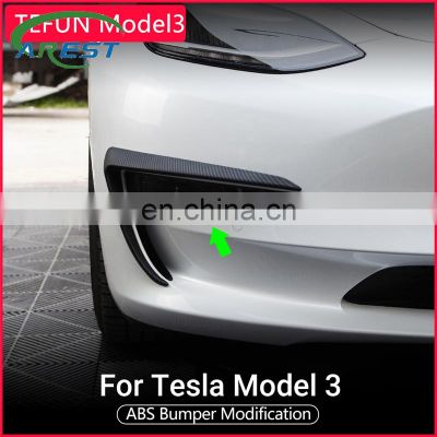 Model3 Tesla Car Front Blade Trim For Tesla Model 3 Accessories ABS Carbon Fiber Black White Car Accessories Tesla Model Three