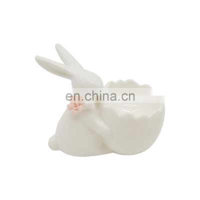 easters egg rabbit shaped ceramic candle holder