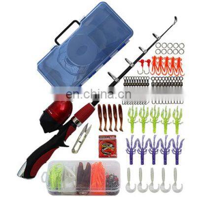 in stock Spinning Telescopic Fishing Rod and Reel Combo Kit Set, with Line Lures Hooks Reel and Carry box