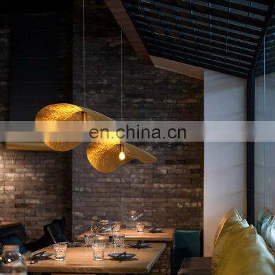 Modern LED Hanging Light Creative Art Designer Lotus Leaf Hanging Lights For Restaurant Indoor All Copper Decor Chandelier