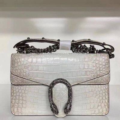 Luxury Imported Crocodile Leather Women's Bag High-End Genuine Leather Ladies Shoulder Messenger Bag Chain Bag Square Bag Fashion Small Square Bag photo-4