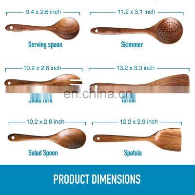 Natural Wood Utensils Kitchen Ware Cooking Utensils Set Spoons And Spatulas Wooden Spoons For Cooking Salad Fork photo-2