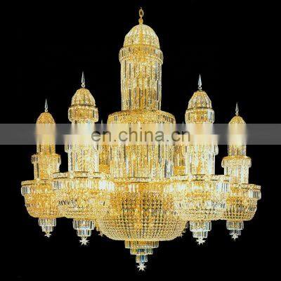 Large Hotel Lobby Crystal Lighting Lustre Mosque K9 Crystal Chandelier Luxury