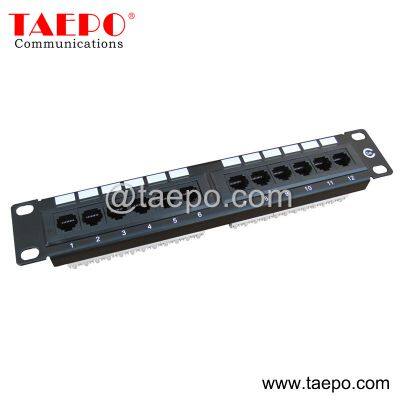 10 inch 1U CAT5E CAT6 RJ45 UTP 12 port network patch panel from China Factory TAEPO