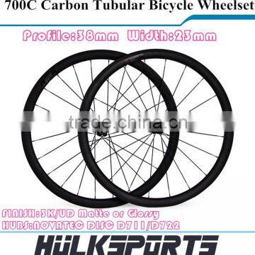 Road bicycle wheel 700c 38mm profile 23mm width carbon road bike tubular wheel carbon Disc tubular wheel wheelset