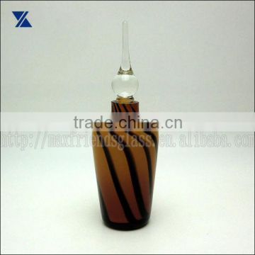 hand made zebra stripe glass perfume bottle, scent bottle