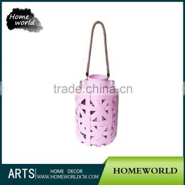 Wholesale Wooden Cylinder Pink Romantic Votive Candle Holder