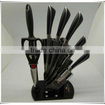 8pcs stainless steel solid handle good quality with block kitchen knife