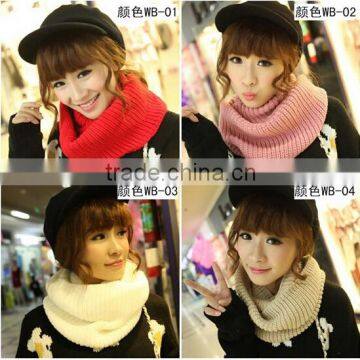 Hot Selling Fashion Women Plain Circle Loop Wool Knitted Scarf