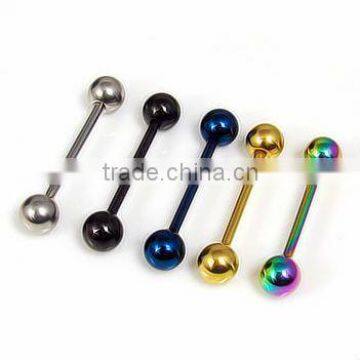 Anodized Barbell Over 316L Stainless Steel Tongue Rings / Tongue Barbells