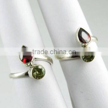 Baby Doll !! Red CZ & Green CZ 925 Sterling Silver Toe Rings, Silver Jewelry Exporter, Sterling Silver Jewelry