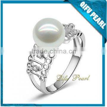 2014 New Designs 18K Gold Latest Unique Wedding Freshwater Pearl Ring Designs