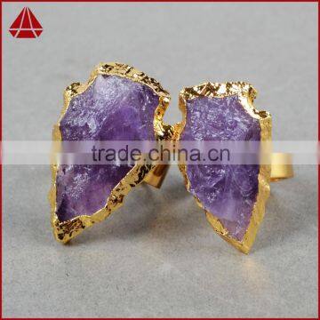 Natural Rough Stone Arrowhead Amethyst Ring photo-2