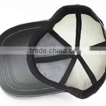 Leather Brim Grey Trucker Hats With High Quality photo-6