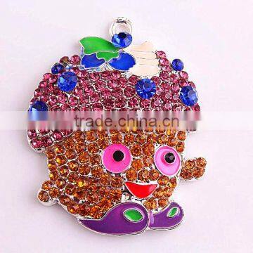 Top Quality wholesale cheapLarge silver alloy zinc cartoon fruit rhinestone animal pendants for kids jewelry making!