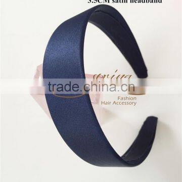 Navy blue 3.5cm satin headband factory wholesale in cheap price