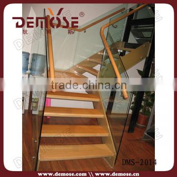 stair edge protection / tempered glass plastic stair handrail with wood treads