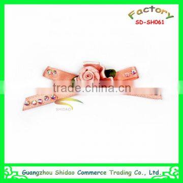 Cute mini rose center satin ribbon bow flower