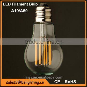 Factory Price A19/A60 6Watt Dimmable Lantern Filament LED Clear Bulb Light e27 socket