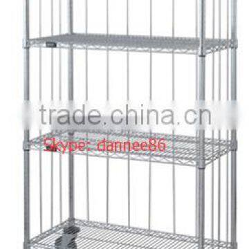 Three Sided 4 Shelf Cart 18"D x 36"W x 69"High with Rods and Tabs