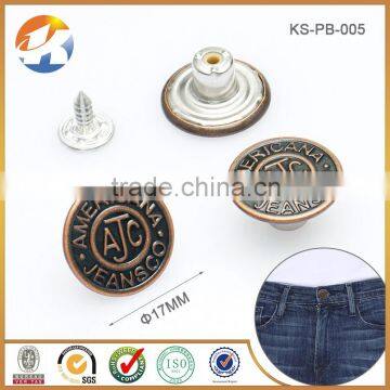 Plastic Insert Vintage Shank Button For Jeans