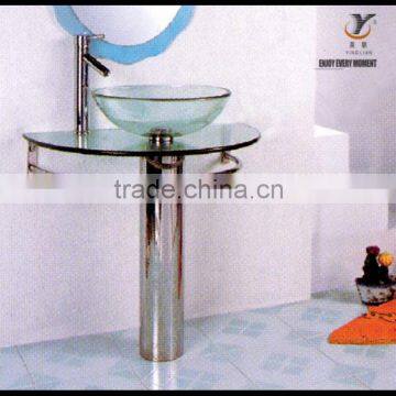 Foot glass wash basin with cabinet YL-7013