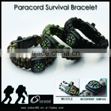 550 paracord survival bracelet with compass and whistle buckle