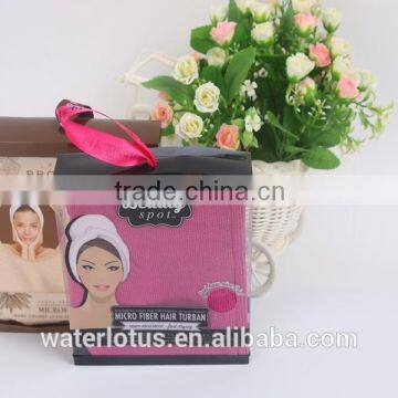 China High Quality Box Package Microfiber Hair Turban Hair Drying Cap