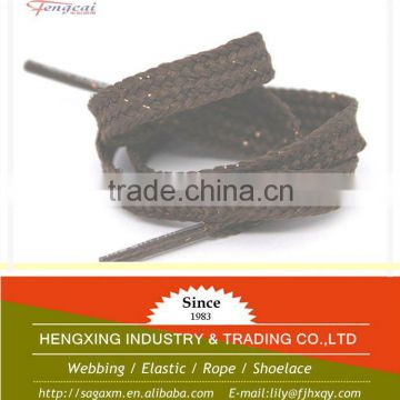 7mm flat brown metallic shoelace