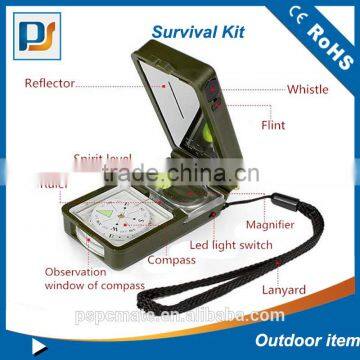 Multifunction 10 in 1 Outdoor Camping Hiking Marching Survival Tool Compass Kit