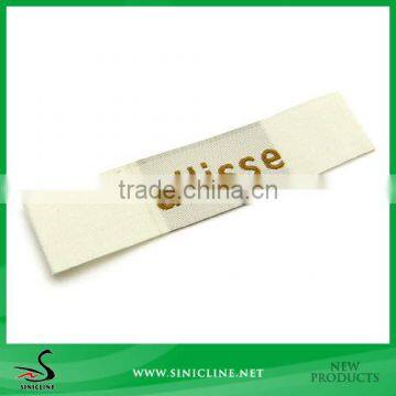 Sinicline End Folding Gold Logo Woven Fabric Tag For Dress