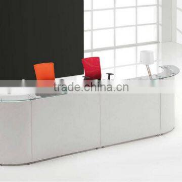 modern Front bow glass top reception desk